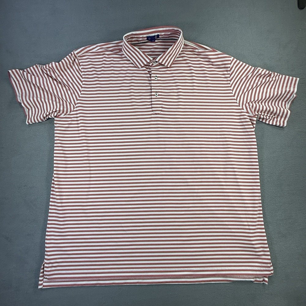 Stitch Golf Polo Men's 2XL Pink White Stripped Logo On Sleeve